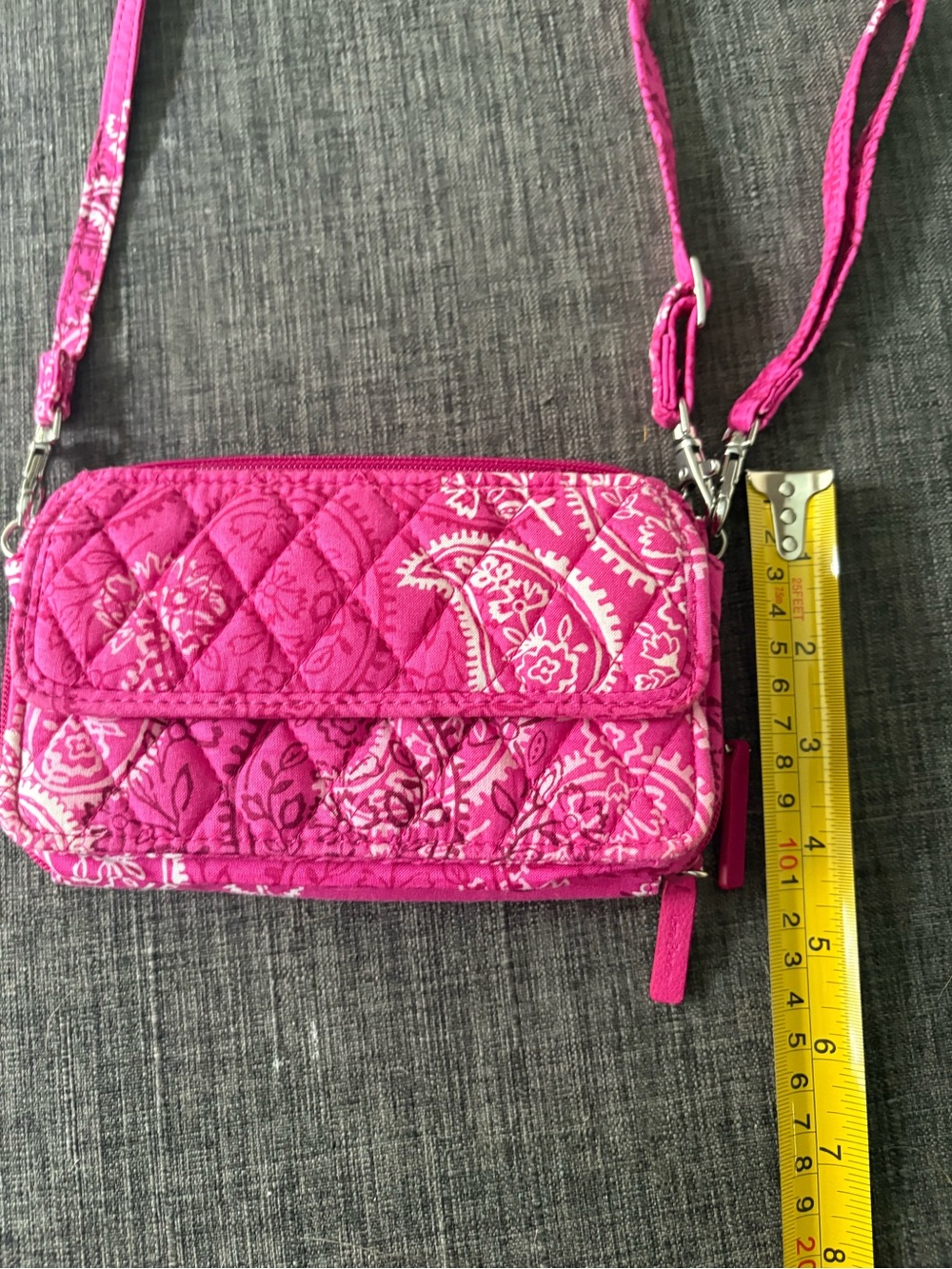 Vera Bradley Hot Pink Quilted Paisley Crossbody Wallet
